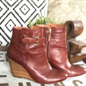 Nine West Herbert Leather Wedge Booties, size 8.5